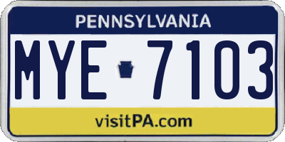 PA license plate MYE7103