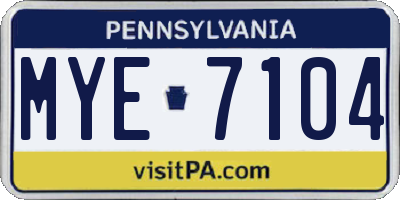 PA license plate MYE7104