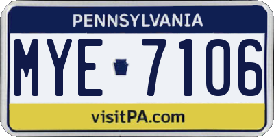 PA license plate MYE7106