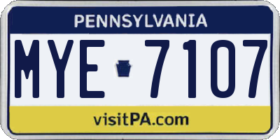 PA license plate MYE7107