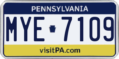 PA license plate MYE7109
