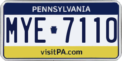 PA license plate MYE7110
