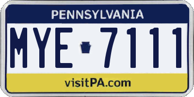 PA license plate MYE7111