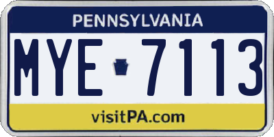 PA license plate MYE7113