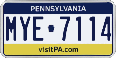 PA license plate MYE7114