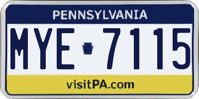 PA license plate MYE7115