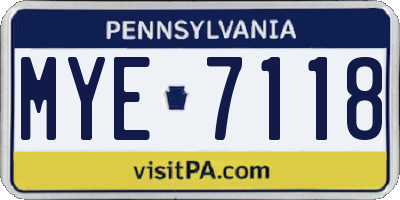 PA license plate MYE7118
