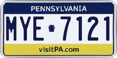 PA license plate MYE7121
