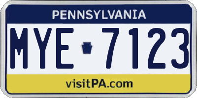 PA license plate MYE7123