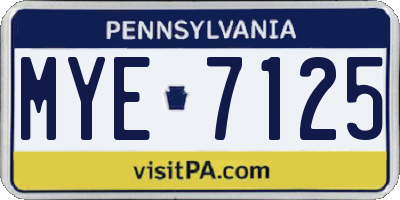 PA license plate MYE7125