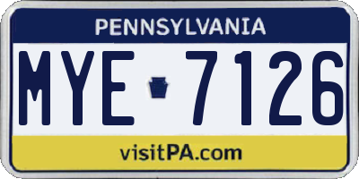 PA license plate MYE7126