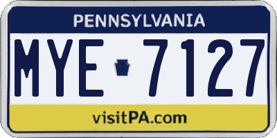 PA license plate MYE7127
