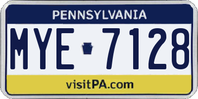 PA license plate MYE7128
