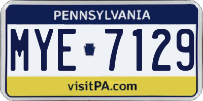 PA license plate MYE7129