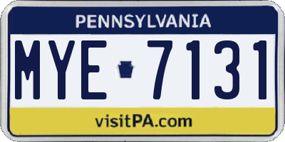 PA license plate MYE7131
