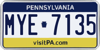PA license plate MYE7135