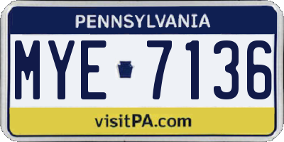 PA license plate MYE7136