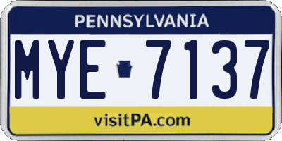 PA license plate MYE7137