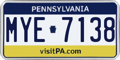 PA license plate MYE7138