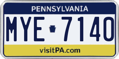 PA license plate MYE7140