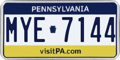 PA license plate MYE7144