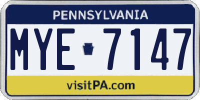 PA license plate MYE7147