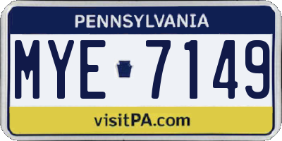 PA license plate MYE7149