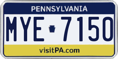 PA license plate MYE7150