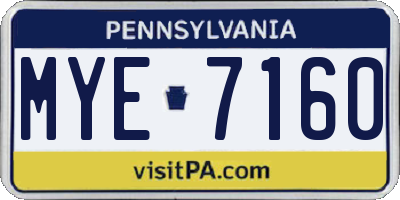 PA license plate MYE7160
