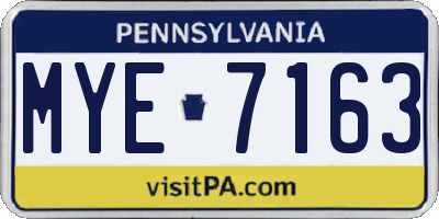 PA license plate MYE7163
