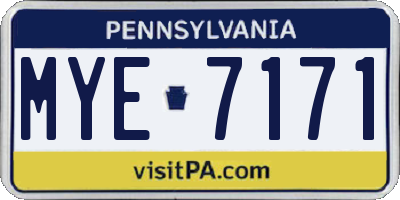 PA license plate MYE7171
