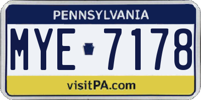 PA license plate MYE7178
