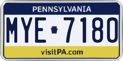 PA license plate MYE7180