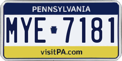 PA license plate MYE7181