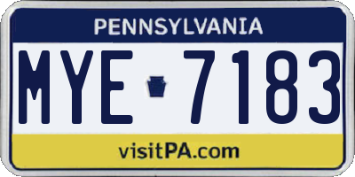 PA license plate MYE7183