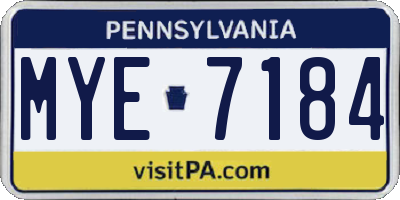 PA license plate MYE7184