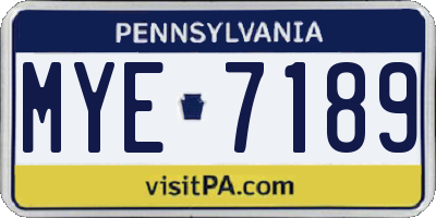 PA license plate MYE7189
