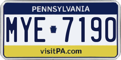 PA license plate MYE7190