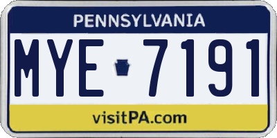 PA license plate MYE7191