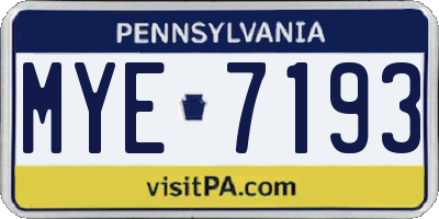 PA license plate MYE7193