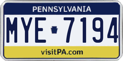 PA license plate MYE7194