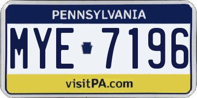 PA license plate MYE7196