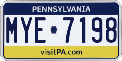 PA license plate MYE7198