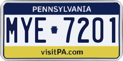 PA license plate MYE7201
