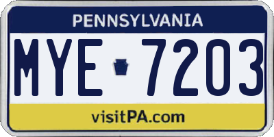 PA license plate MYE7203