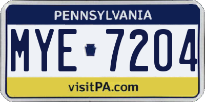 PA license plate MYE7204