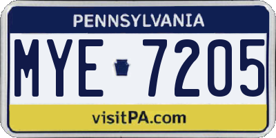 PA license plate MYE7205