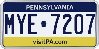 PA license plate MYE7207