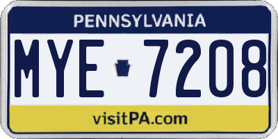 PA license plate MYE7208