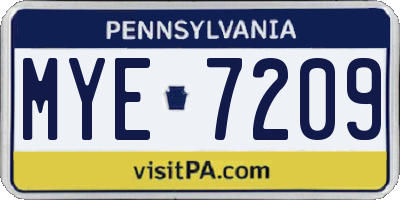 PA license plate MYE7209